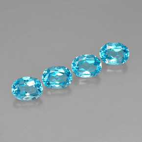 Gemas de topacio azul natural de  ct, corte óvalo, VVS-VS