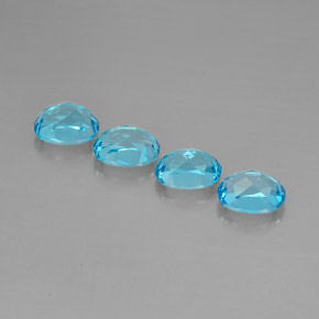 Gemas de topacio azul natural de  ct, corte óvalo, VVS-VS