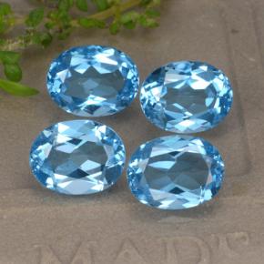 Gemas de topacio azul natural de 9,40 ct, corte óvalo, VVS-VS