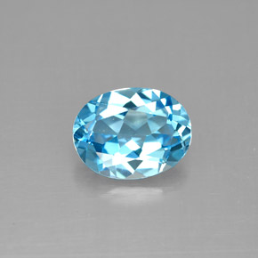 Topacio azul natural de 1,89 ct, corte óvalo, VS