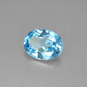 Topacio azul natural de 1,89 ct, corte óvalo, VS