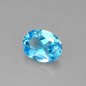 Topacio azul natural de 1,91 ct, corte óvalo, VVS-VS
