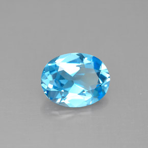 Topacio azul natural de 1,91 ct, corte óvalo, VVS-VS