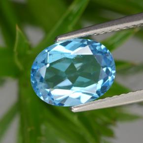 Topacio azul natural de 2,39 ct, corte óvalo, VS