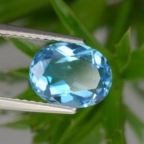 Topacio azul natural de 2,39 ct, corte óvalo, VS