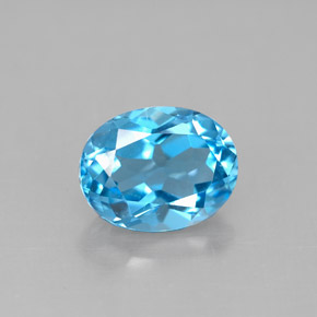Topacio azul natural de 2,40 ct, corte óvalo, VS