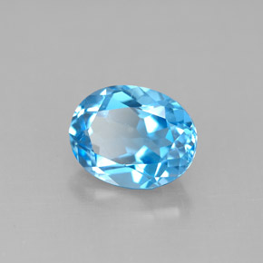 Topacio azul natural de 2,40 ct, corte óvalo, VS