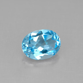 Topacio azul natural de 2,12 ct, corte óvalo, VVS-VS