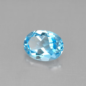 Topacio azul natural de 2,12 ct, corte óvalo, VVS-VS