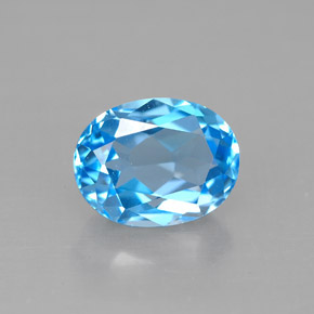 Topacio azul natural de 2,48 ct, corte óvalo, VVS-VS