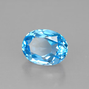 Topacio azul natural de 2,48 ct, corte óvalo, VVS-VS