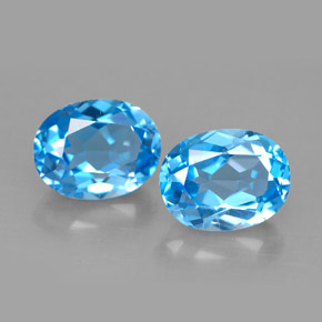 Gemas de topacio azul natural de  ct, corte óvalo, VVS-VS