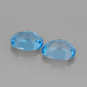 Gemas de topacio azul natural de  ct, corte óvalo, VVS-VS
