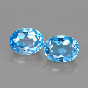 Gemas de topacio azul natural de  ct, corte óvalo, VVS-VS