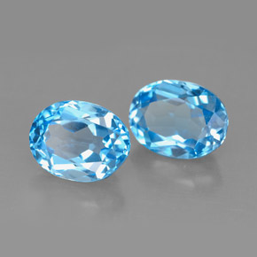Gemas de topacio azul natural de  ct, corte óvalo, VVS-VS