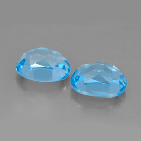 Gemas de topacio azul natural de  ct, corte óvalo, VVS-VS