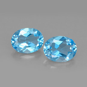 Gemas de topacio azul natural de  ct, corte óvalo, VVS-VS