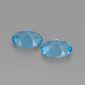 Gemas de topacio azul natural de  ct, corte óvalo, VVS-VS
