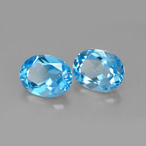Gemas de topacio azul natural de  ct, corte óvalo, VVS-VS