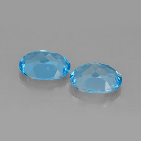 Gemas de topacio azul natural de  ct, corte óvalo, VVS-VS