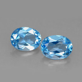 Gemas de topacio azul natural de  ct, corte óvalo, VVS-VS