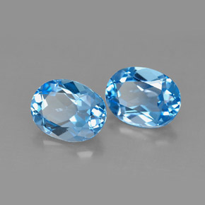 Gemas de topacio azul natural de  ct, corte óvalo, VVS-VS