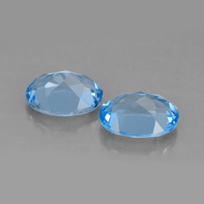 Gemas de topacio azul natural de  ct, corte óvalo, VVS-VS