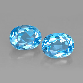 Gemas de topacio azul natural de  ct, corte óvalo, VVS-VS