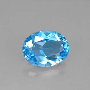 Topacio azul natural de 2,37 ct, corte óvalo, VS