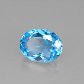 Topacio azul natural de 2,37 ct, corte óvalo, VS