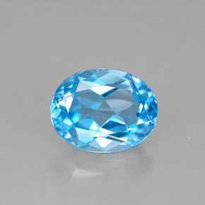 Topacio azul natural de 2,34 ct, corte óvalo, VS