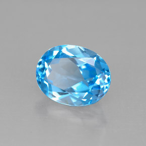 Topacio azul natural de 2,34 ct, corte óvalo, VS