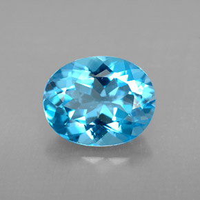 Topacio azul natural de 3,01 ct, corte óvalo, VS