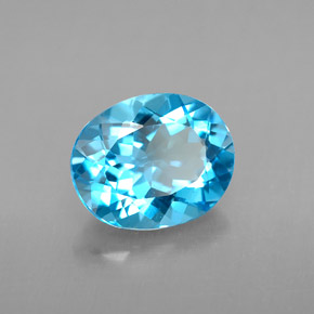 Topacio azul natural de 3,01 ct, corte óvalo, VS