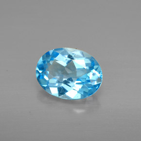 Topacio azul natural de 1,40 ct, corte óvalo, VS