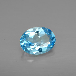 Topacio azul natural de 1,40 ct, corte óvalo, VS