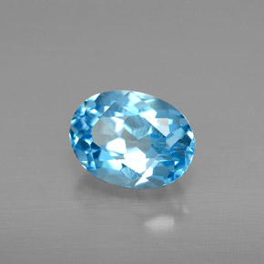 Topacio azul natural de 1,72 ct, corte óvalo, VS