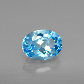 Topacio azul natural de 1,72 ct, corte óvalo, VS