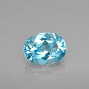 Topacio azul natural de 1,65 ct, corte óvalo, VS