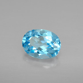 Topacio azul natural de 1,65 ct, corte óvalo, VS
