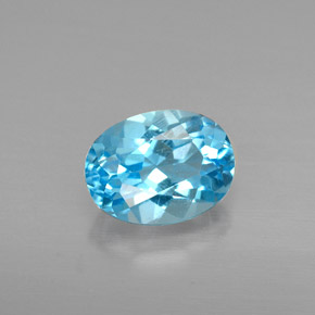 Topacio azul natural de 1,72 ct, corte óvalo, VS