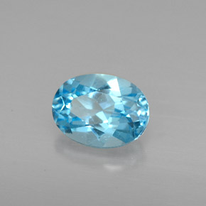 Topacio azul natural de 1,72 ct, corte óvalo, VS