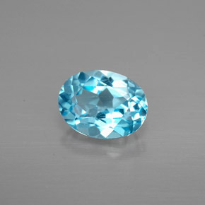 Topacio azul natural de 1,50 ct, corte óvalo, VVS-VS