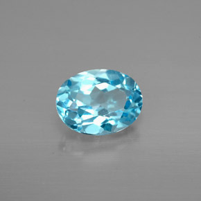 Topacio azul natural de 1,50 ct, corte óvalo, VVS-VS