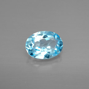 Topacio azul natural de 1,39 ct, corte óvalo, VVS-VS