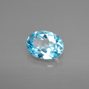 Topacio azul natural de 1,39 ct, corte óvalo, VVS-VS