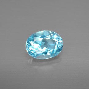 Topacio azul natural de 1,54 ct, corte óvalo, VVS-VS
