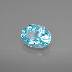 Topacio azul natural de 1,54 ct, corte óvalo, VVS-VS