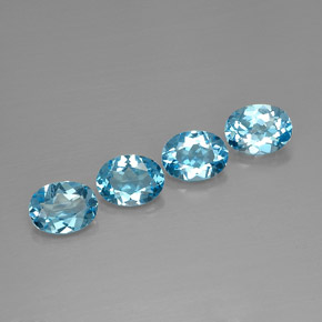 Gemas de topacio azul natural de  ct, corte óvalo, VVS-VS