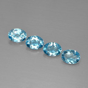 Gemas de topacio azul natural de  ct, corte óvalo, VVS-VS